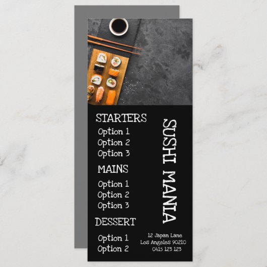 Restaurant japonais de sushi menu de dîner élégant (Devant / Derrière)
