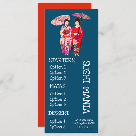 Restaurant japonais de sushi menu du dîner sushi (Devant / Derrière)