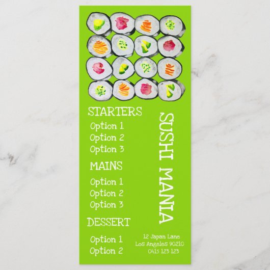 Restaurant japonais sushi wasabi menu du dîner (Devant)