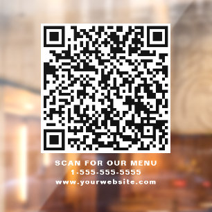 Restaurant Kafe QR Code White Raamsticker