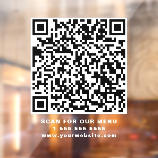 Restaurant Kafe QR Code White Raamsticker (Vel 2)