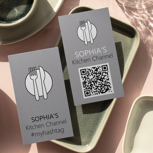 Restaurant & Keuken Kanaal QR-code met Vintage Log Visitekaartje