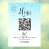 *~ Restaurant Koffie QR LOGO MENU Glitter Raamsticker (Vel 3)