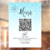 *~ Restaurant Koffie QR LOGO MENU Glitter Raamsticker (Vel 2)