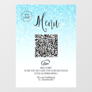 *~ Restaurant Koffie QR LOGO MENU Glitter Raamsticker