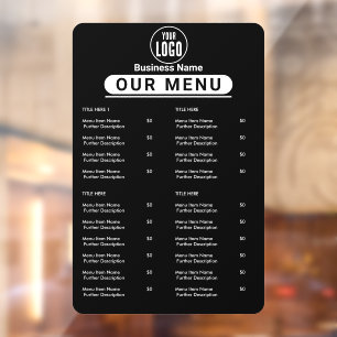 Restaurant Menu Black Logo Cafe Menu -> Restaura Raamsticker