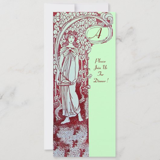 RESTAURANT MENU MONOGRAM Green Brown Dinner, Brunc Kaart (Voorkant)