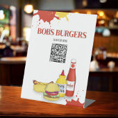 Restaurant Menu QR Code Sjabloon Reclamebord Met Voetstuk