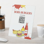 Restaurant Menu QR Code Sjabloon Reclamebord Met Voetstuk (Insitu)