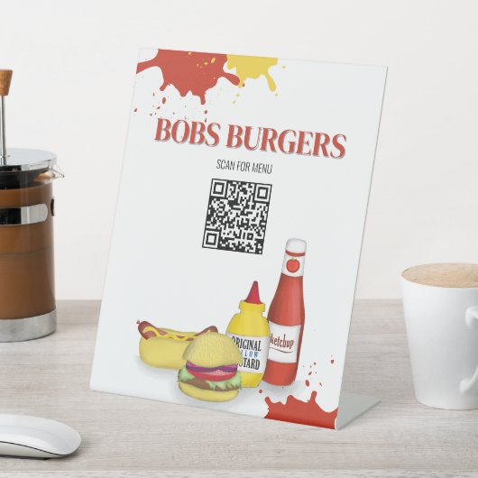 Restaurant Menu QR Code Sjabloon Reclamebord Met Voetstuk (Insitu)