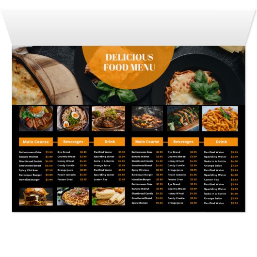 Restaurant Menu Sjabloon (Binenzijde Horizontaal (Onderkant))