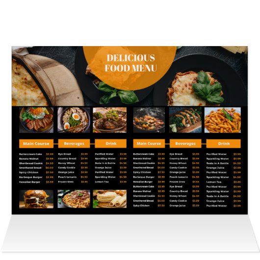 Restaurant Menu Sjabloon (Binnen Horizontaal (Boven))