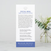 Restaurant menus spéciaux menu restreint bleu clie (Debout devant)