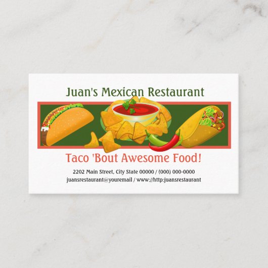 Restaurant mexicain Carte de visite personnalisé (Devant)