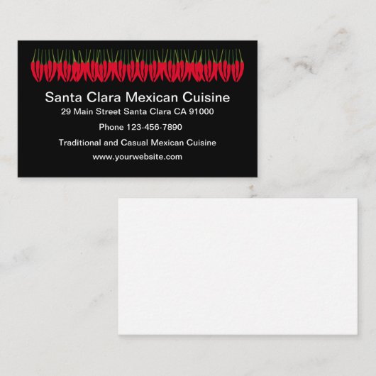Restaurant mexicain Cartes de visite (Devant / Derrière)