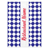 Restaurant Naam Donkerblauw & Wit Checkerboard Tafelkleed (Voorkant)