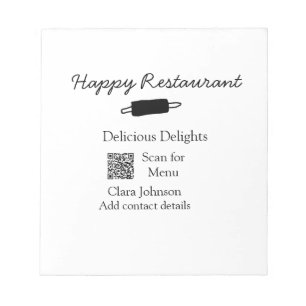 Restaurant naam scan QR menu contactgegevens toevo Notitieblok