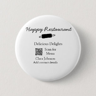 Restaurant naam scan QR menu contactgegevens toevo Ronde Button 5,7 Cm