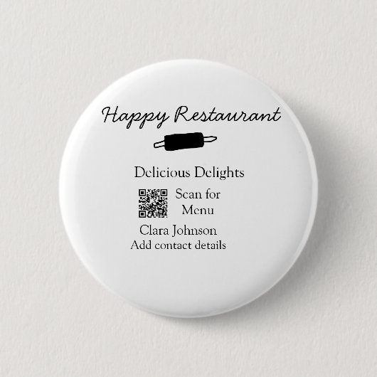 Restaurant naam scan QR menu contactgegevens toevo Ronde Button 5,7 Cm (Voorkant)