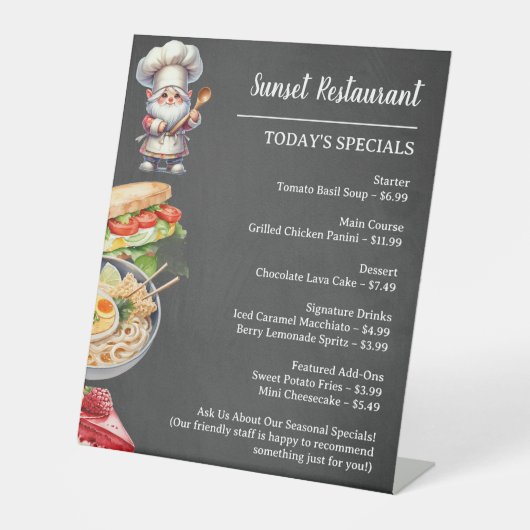 Restaurant of Café Menu Weergave Reclamebord Met Voetstuk (Voorkant)