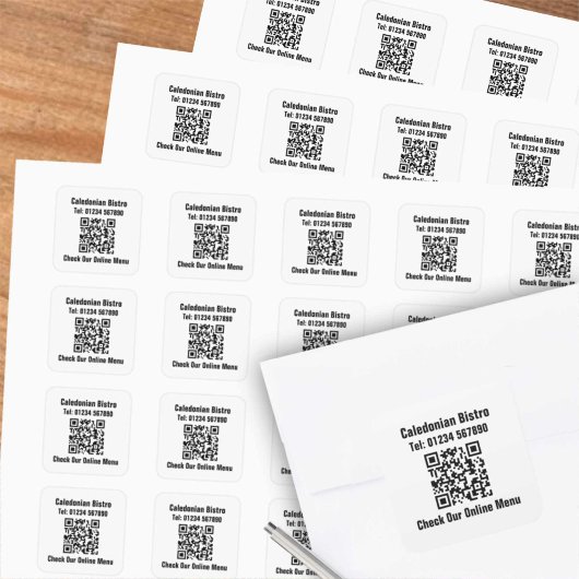 Restaurant Online Menu QR-code Vierkante Sticker