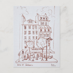 Restaurant op Boulevard   Saint-Germain, Parijs Briefkaart