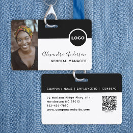 Restaurant Personeelsfoto ID QR-code Zwart Badge
