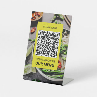 Restaurant Photo Scan Menu Order QR Code Kaart Reclamebord Met Voetstuk