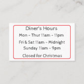 Restaurant Pizza Carte de visite (Dos)