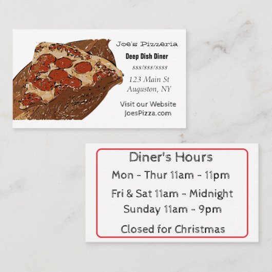 Restaurant Pizza Carte de visite (Devant / Derrière)