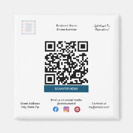 Restaurant & Pizza Shop Magneet met Menu QR Code