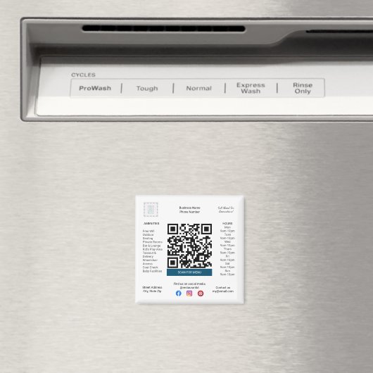 Restaurant & Pizza Shop Magneet met Menu QR Code (Insitu (Vaatwasser))
