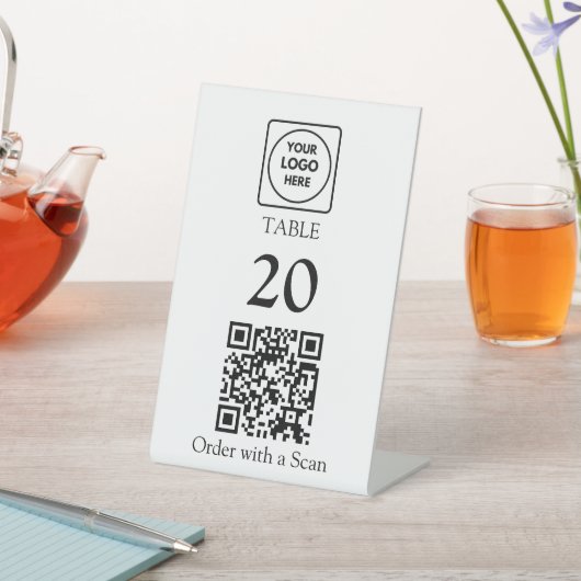 Restaurant QR-code | Tafelnummer Scan-to-Bestellen Reclamebord Met Voetstuk (Insitu)