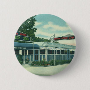  restaurant, Retro Rhinebeck Roadside Diner Ronde Button 5,7 Cm