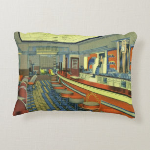  restaurant, Retro Roadside Diner Interior Accent Kussen