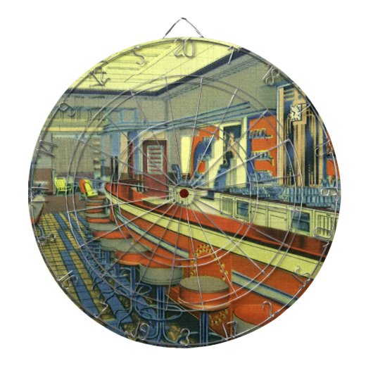 restaurant, Retro Roadside Diner Interior Dartbord (Voorkant)