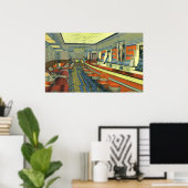 restaurant, Retro Roadside Diner Interior Poster (Thuiskantoor)