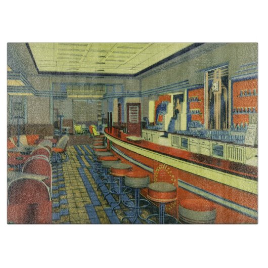  restaurant, Retro Roadside Diner Interior Snijplank (Voorkant)