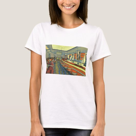 restaurant, Retro Roadside Diner Interior T-shirt (Voorkant)