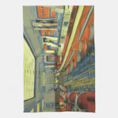 restaurant, Retro Roadside Diner Interior Theedoek (Verticaal)