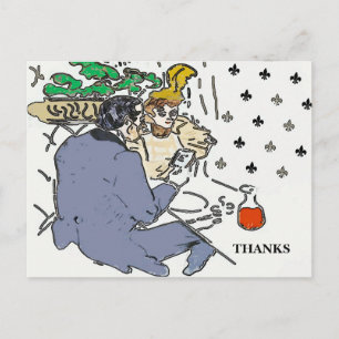 Restaurant scène mobiele telefoon, briefkaart