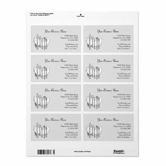Restaurant Silverware Adverteren aangepaste labels (Full Sheet)
