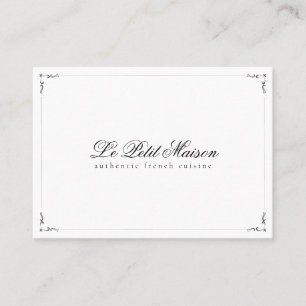 Restaurant Simple White Script Classic Reservation Visitekaartje