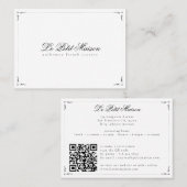 Restaurant Simple White Script Classic Reservation Visitekaartje (Voorkant / Achterkant)