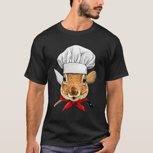 Restaurant Squirrel Chef Cook Kitchen Cooking Rod T-shirt (Voorkant)
