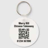 Restaurant-Takeaway Online Menu QR-code Sleutelhanger (Voorkant)