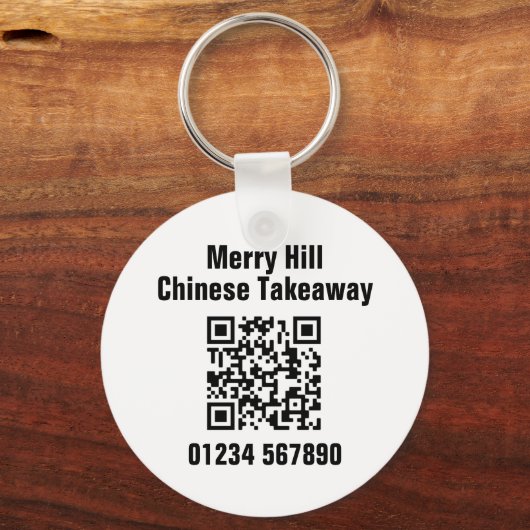 Restaurant-Takeaway Online Menu QR-code Sleutelhanger (Achterkant)