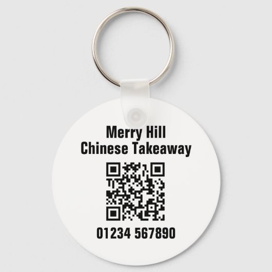 Restaurant-Takeaway Online Menu QR-code Sleutelhanger (Achterkant)