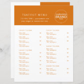 Restaurant Takeout Catering Logo Oranje Menu (Voorkant / Achterkant)