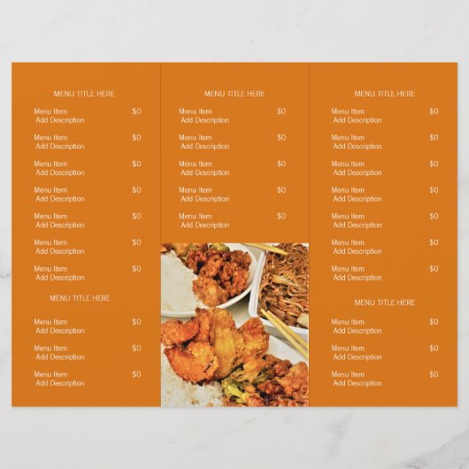 Restaurant Takeout Logo Oranje Tri-voudig Menu (Achterkant)
